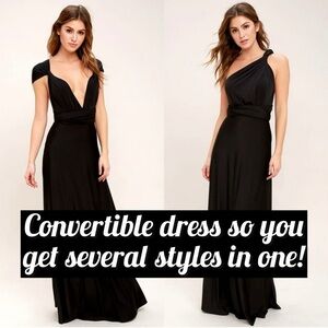 NWOT Lulus Always Stunning Convertible‎ Black Maxi Dress